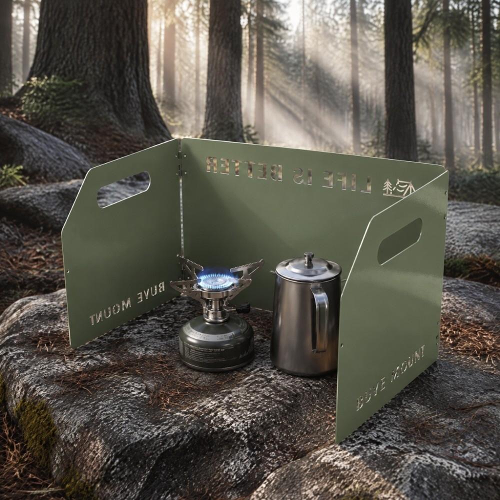 Storage Bag Included Camping Stove Windscreen Windproof Tri-Fold Gas Cover Wind Blocker Hiking