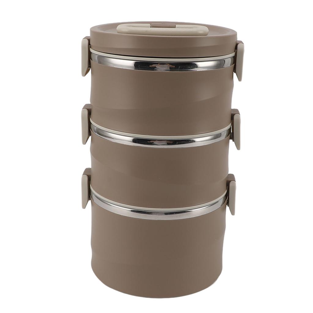Stackable Lunch Box 304 Stainless Steel 3 Layers Leakage Proof Round Insulated Food Container for Work School Travel