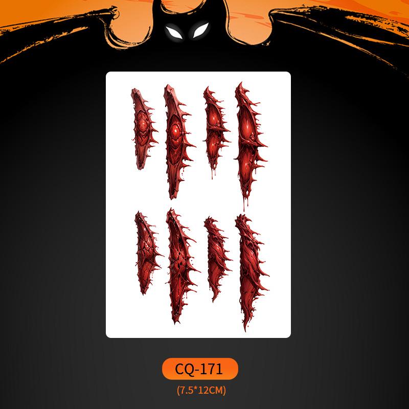 2024 Новые Хэллоуин Страшные Наклейки Татуировки Лица с Большим Ртом - Смешные, Водонепроницаемые, Цветной Вечерний Макияж