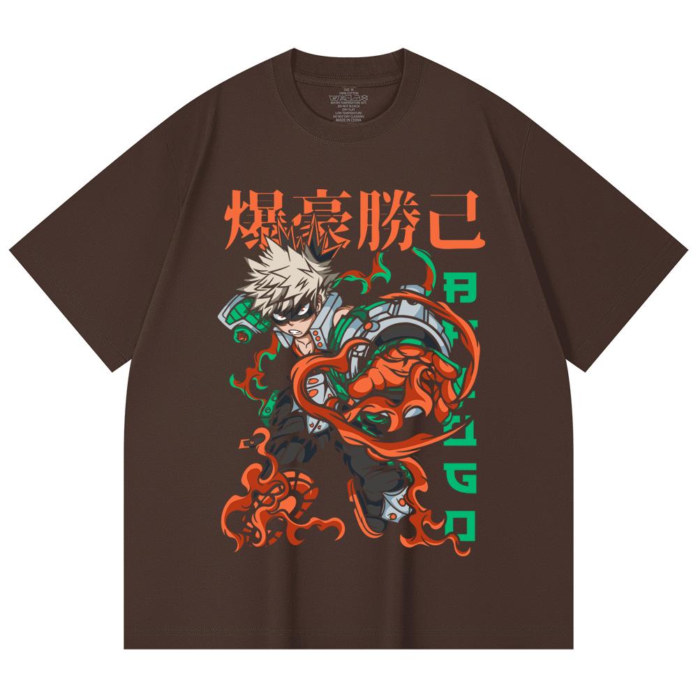 230 Gsm 100% Cotton My Hero Academia V14 Bakugo Print Unisex Heavy Cotton T Shirt