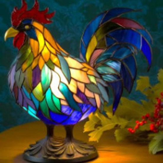 Stained Glass Animal Table Lamp Battery Operated Vintage Animal Night Light Home Office