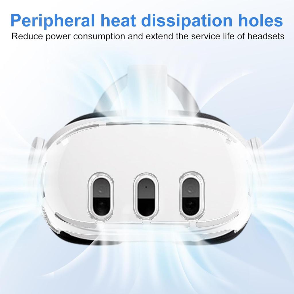 VR Accessories for Meta Quest 3, Anti-Scratch Plastic Protective Cover Shell Tempered Glass Lens Protector Joystick Caps Set Compatible with Oculus