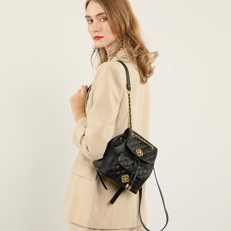 Сумка из натуральной кожи, маленький мини-рюкзак, женская сумка, рюкзак из воловьей кожи с ромбами, женский новый модный маленький рюкзак с язычком