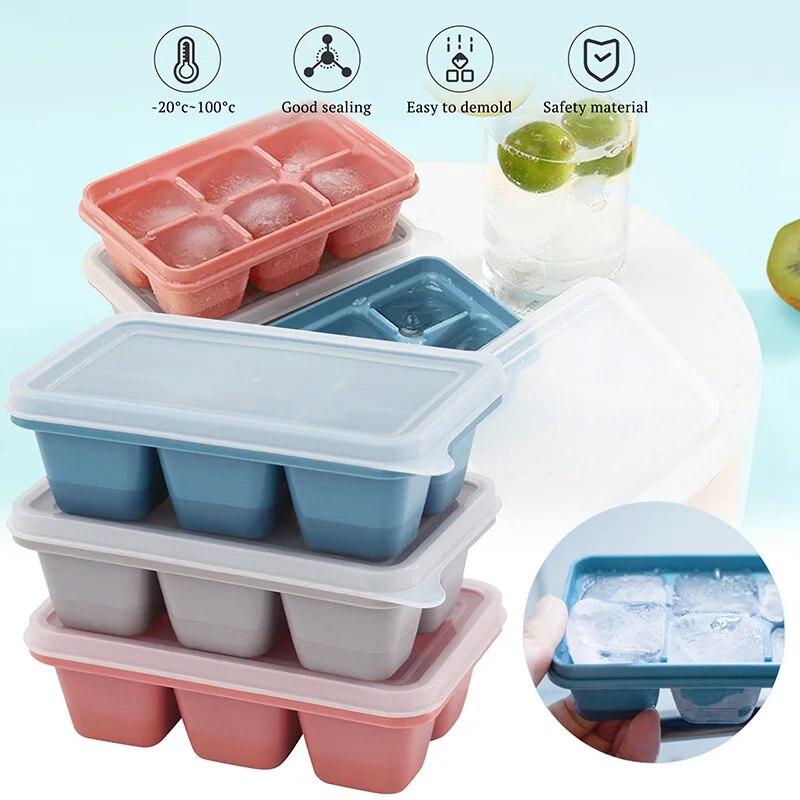 1/3pcs Big Ice Tray Ice Cube Mold Square Shape Ice Cream Maker Tray for Whiskey Cocktails DIY with Lid Silicone Kitchen Tools