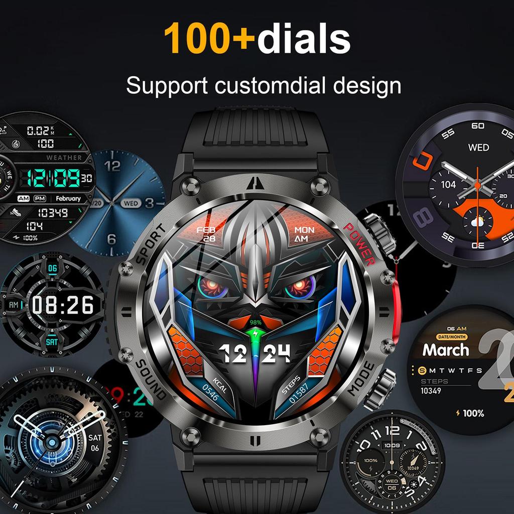 Smart Watch QTLLBT, Message Notification, Wireless Call Function, Calorie Tracker, Pedometer, Built-in LED Flashlight, 100+ Sports Modes