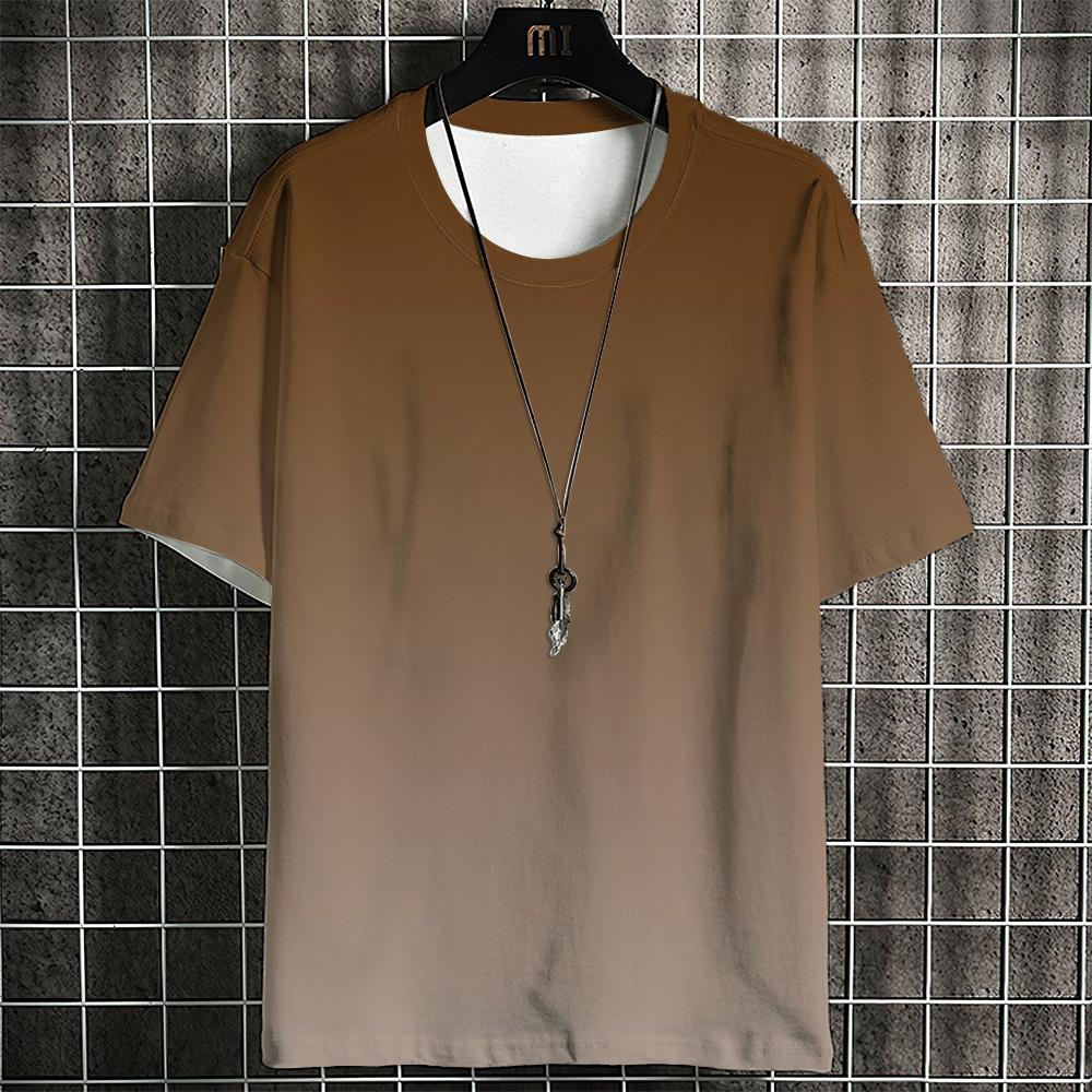 Свободные мужские уличные футболки в стиле хип-хоп, повседневная классическая футболка 2023 года с короткими рукавами и круглым вырезом с градиентом, модная футболка большого размера