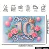 Двумерный сине-розовый фон для 10-го дня рождения с короной, розой и воздушным шаром, Баннер для вечеринки