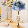 Romantic Golden Flower Stand Vintage Candle Holders Elegant Style Floral Display Rack  Party Dinner