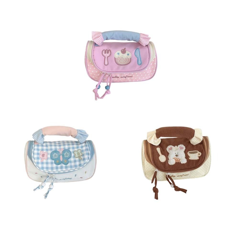 Desktop Storage Cartoon Stationery Bag Cake Butterfly Handheld Pencil Pouch Children