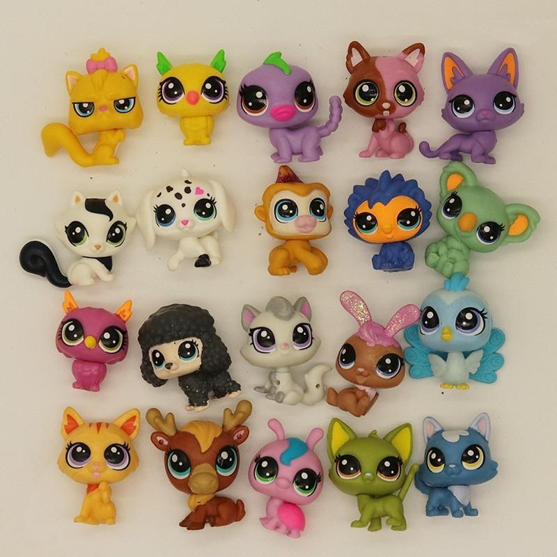 10 штук / партия Разные старые игрушки из зоомагазина Фигурка кошки и щенка Мини-фигурки Игрушки Классические маленькие питомцы на Рождество Подарок на день рождения
