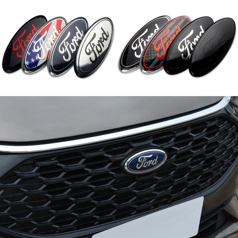 LKLE5 1Pc Car Styling Front Rear Badge Hood Bonnet Trunk Sticker Accessories For Ford Fiesta Mondeo Explorer Focus MK3 MK4 Escape Kuga