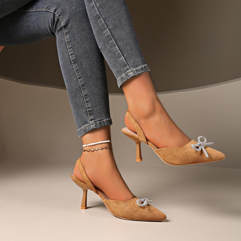 High Heels Women's Summer New Bow Decoration Pointed Stiletto Women's Sandals Women's