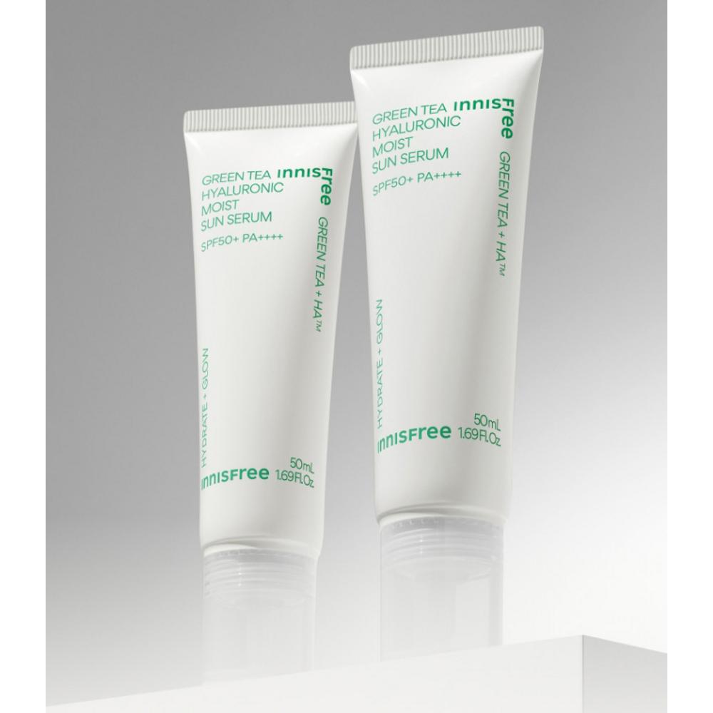 Innisfree Увлажняющая солнцезащитная сыворотка с гиалуроновой кислотой и зеленым чаем SPF50+ PA++++, 50 мл, 2 шт.