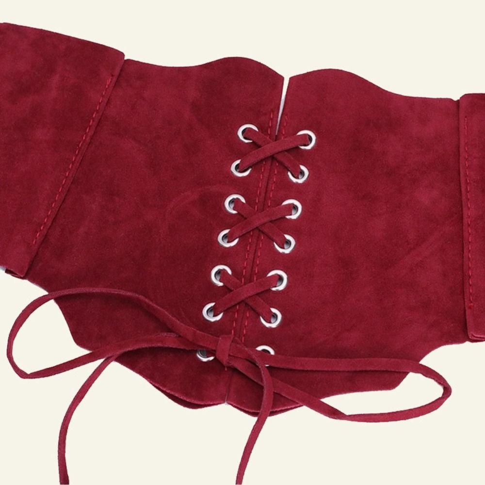 PU Leather Pu Leather Corset Adjustable Western Cowboy Belt Waist Corset Suede Wide Belt  Waistband