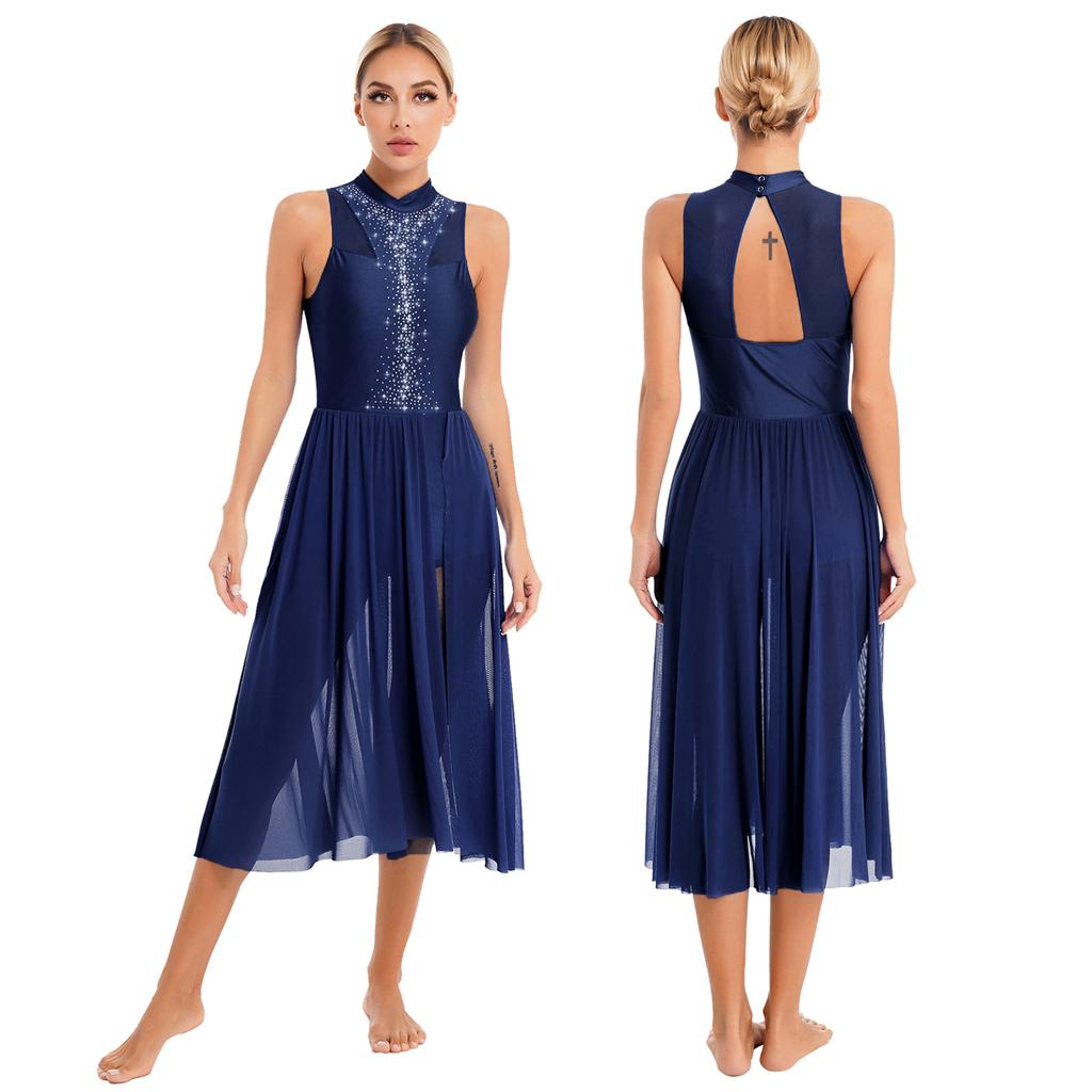 Женское асимметричное балетное платье со стразами, лирические современные танцевальные костюмы, сценическое трико, платье