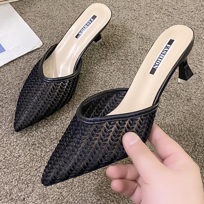 Летние повседневные модные женские сандалии на шпильке с острым носком, новые сексуальные элегантные банкетные удобные модные тапочки Baotou, НЕТ:А16