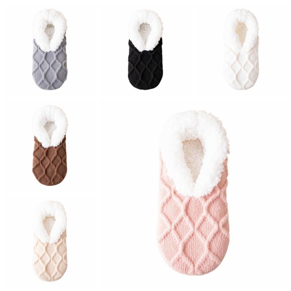 Silica Gel Thicken Velvet Socks Patchwork Sleeping Socks Cute Fleece Socks Women  Fall/Winter