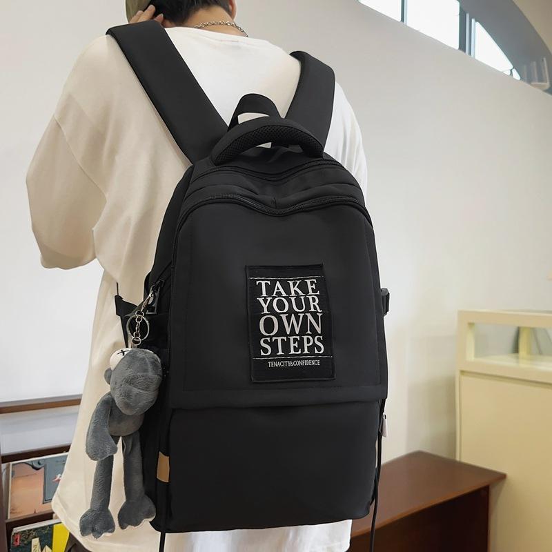 Большая вместимость школьного рюкзака для студента, женский дорожный рюкзак, однотонный мужской рюкзак с буквами