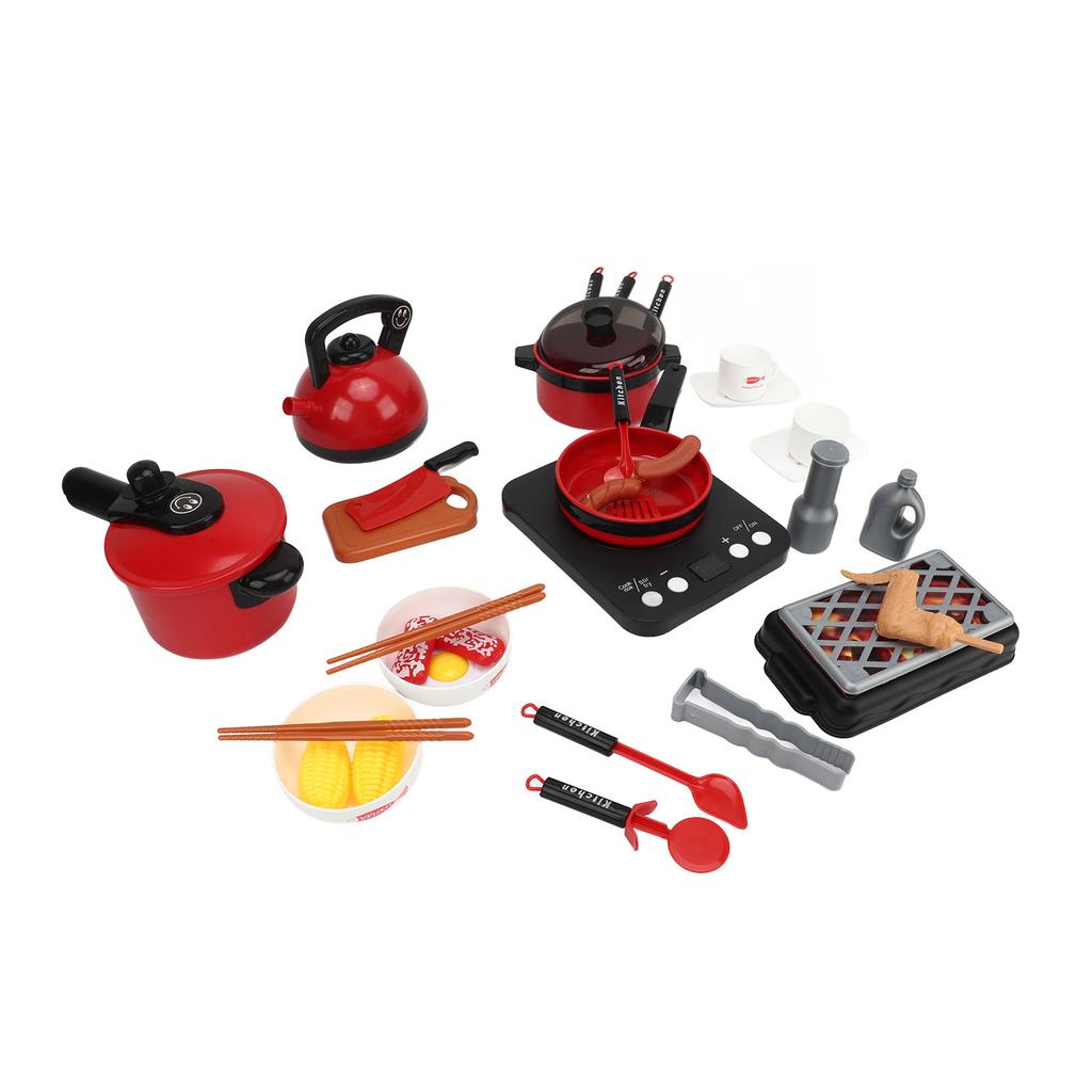 Детский игровой набор кастрюль, ролевая игра, готовка, воображаемые пластиковые кухонные игрушки, красные