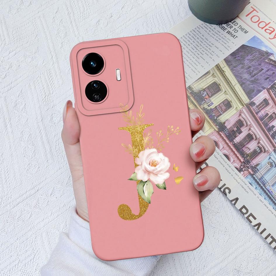 Для Vivo Y90 Y91C Y77E Y53S Y56 Y70S Y72T Y74 Y75 Y81 Модный жидкий силиконовый чехол для пары с цветочными буквами для Vivo Чехол для телефона Funda Coque Bumper