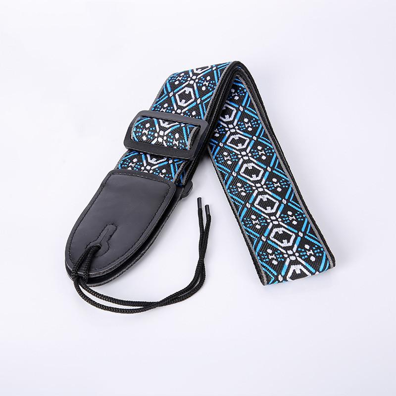Регулируемый кожаный и тканевый гитарный ремень в этническом стиле с различными узорами для акустических и бас-гитар