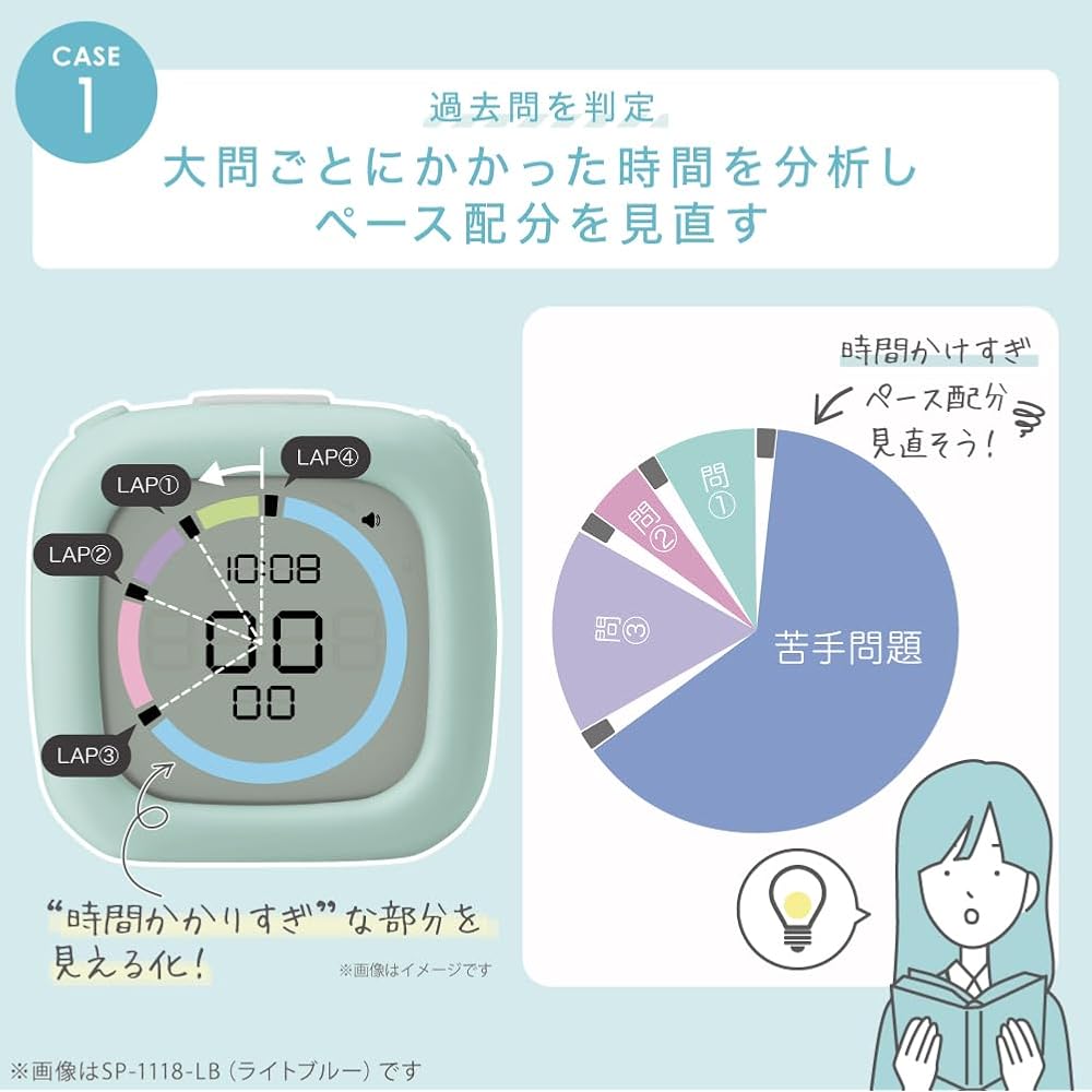 Sonic Study Timer with Lap Function Light Blue SP-1118-LB, Learning Timer, Pace Maker, Time Management Tool