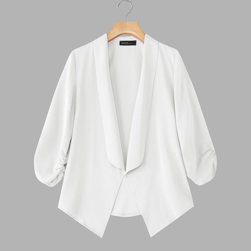ZANZEA Женские повседневные кардиганы с отложным воротником, свободные, с длинными рукавами