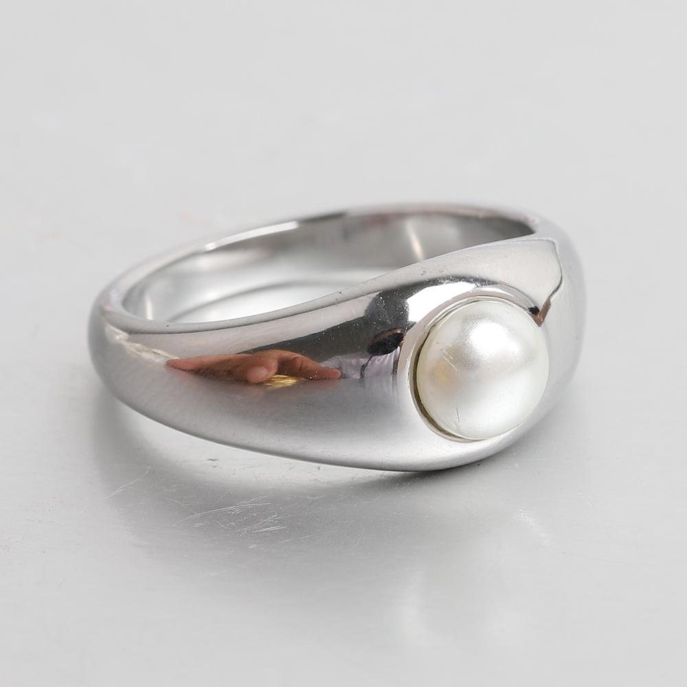 Chic Single Pearl Ring Chunky Stacking Finger Ring Simple Minimalist Couple Anniversary Jewelry