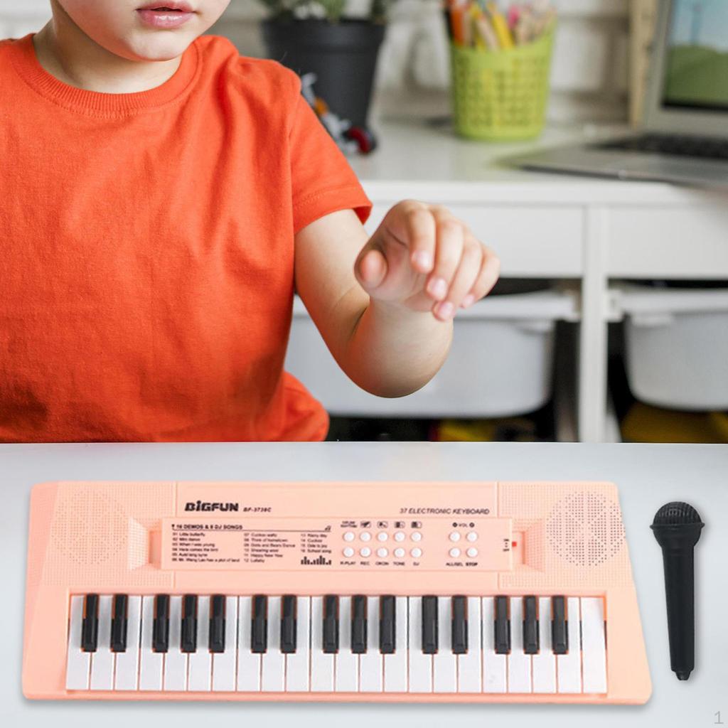 Children Piano Instrument Toy Musical W/Mic Portable Multifunctional 37 Keys Electronic Kids