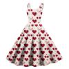 Women's Valentine's Day Love Heart Print Sexy Off Shoulder Vintage Dress