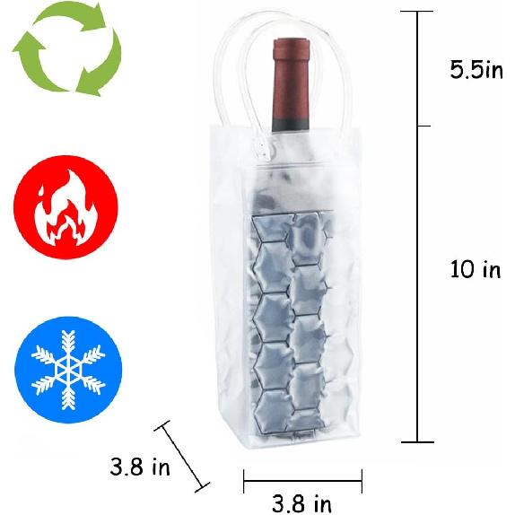 Ice Chiller Bag for Wine Bottle Cooler for Party Cooler for Red White Champagne or Sparkling Gel Cooling Holder Freestanding 5