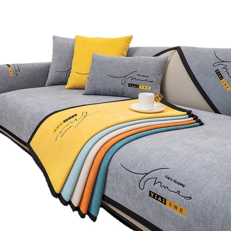 Modern Minimalist Chenille Sofa Cushion Four Seasons Universal Heavy Weight Cover Cloth Non-Slip Sofa Cover Advanced Cushion