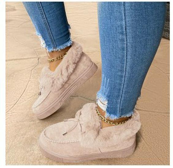 Женские зимние ботинки с круглым носком, толстая подошва, бархат, теплый хлопок, большой размер, зимние ботинки, 2020 г.