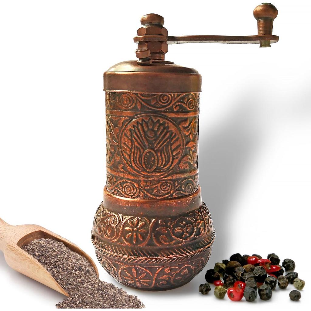 Кофейная мельница, Медная кофемолка, Медная кофемолка в традиционном стиле, Настоящий кофе