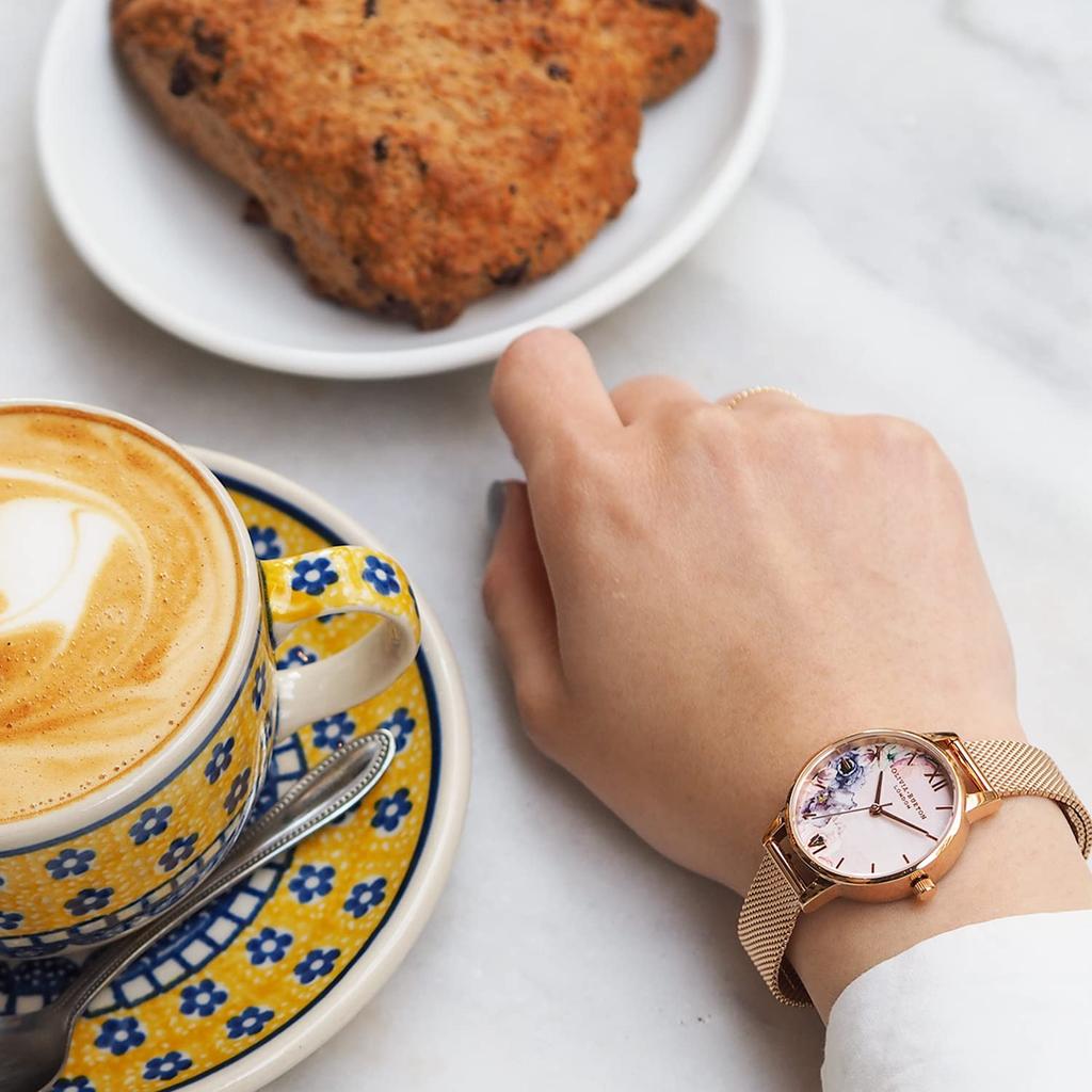 Authorized Distributor Olivia Burton Watch OB16PP39 Water Color Floral Rose Gold Mesh [OLIVIA BURTON] Women's