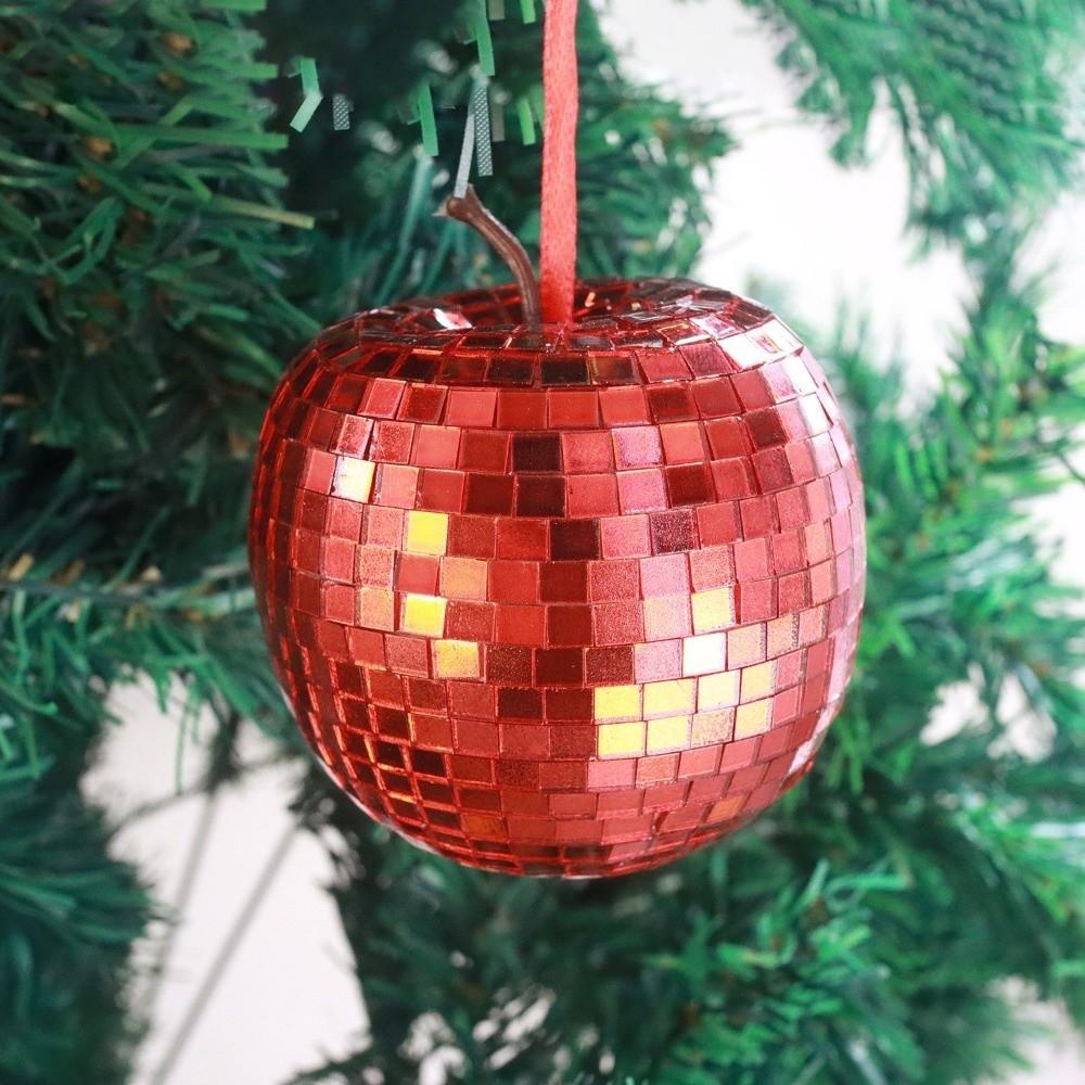 Mirror Finish Apple Shape Ornament Hanging Pendant Christmas Tree Decoration Christmas Party