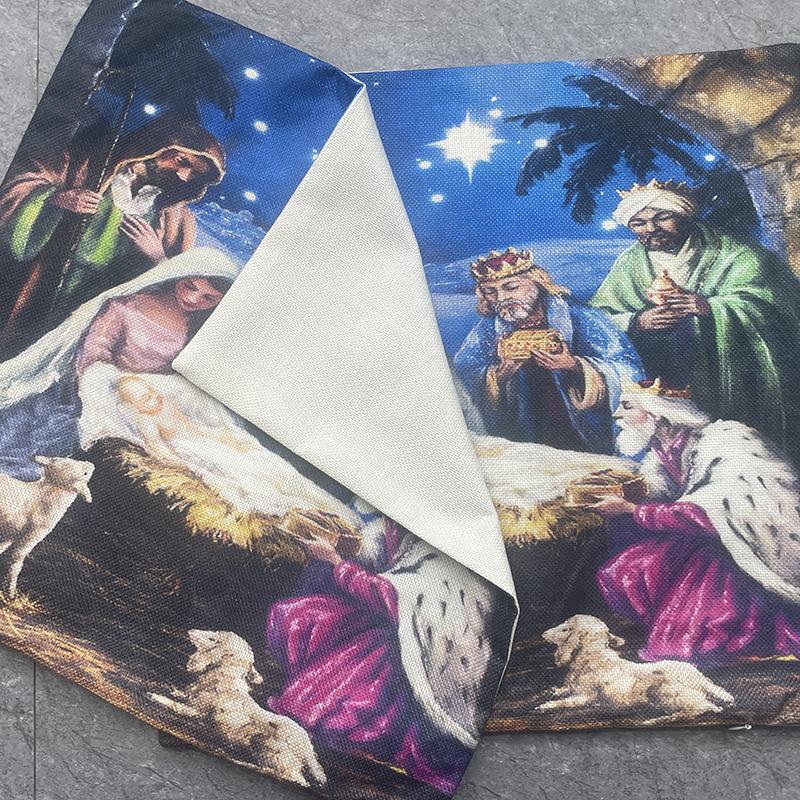 Серия Иисуса Водонепроницаемая Наволочка из Смеси Льна Наволочка для Декоративной Подушки Чехол для Подушки для Гостиной Без Вставки