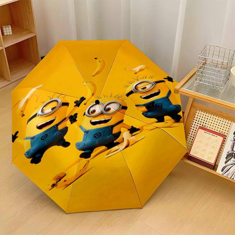 Minions Despicable Me Windproof Auto 8 Rib Folding Umbrella Portable Outdoor Parasol