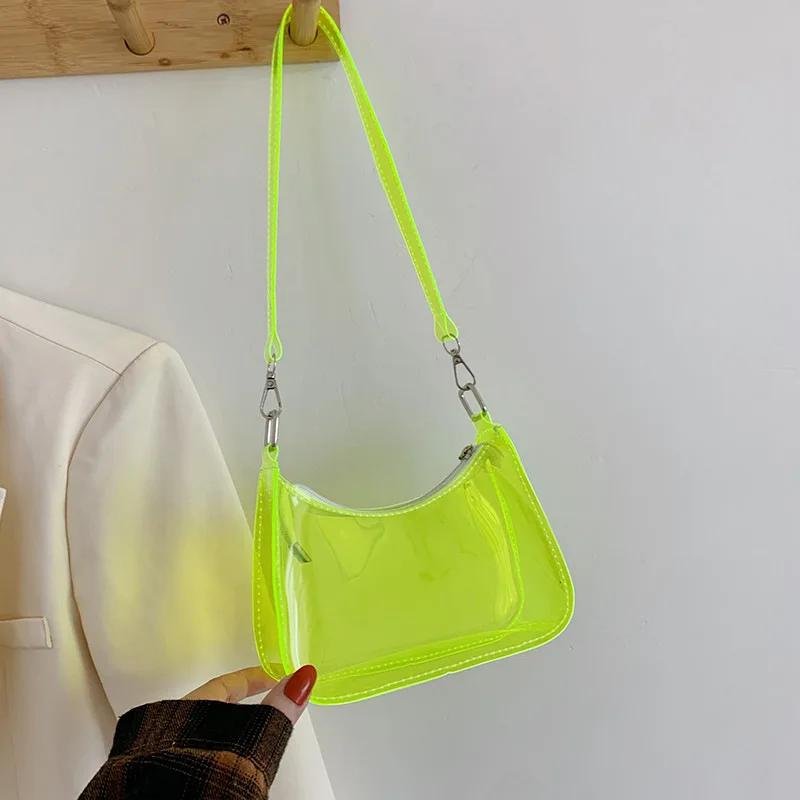 Прозрачная винтажная сумка через плечо для женщин, модная мини-сумка через плечо из ПВХ-желе, сумка через плечо