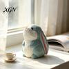 Handmade Animal Statue for Shelves Hand-Carved Lop-Eared Bunny Ornament, Cute Desk Figurine, Natural Wood Carving Art Small Decorative Entryway