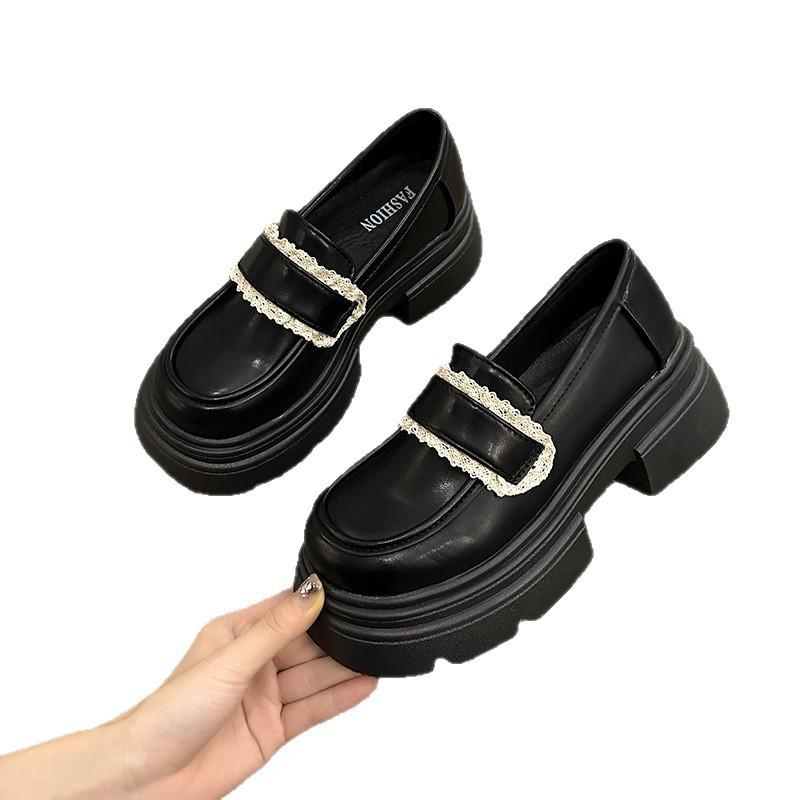 Японские jk туфли с круглым носком, коричневые, маленькие, кожаные, женские, весна 2025, новая коллекция, лоферы в студенческом стиле, толстая подошва, увеличивающая рост, юбка