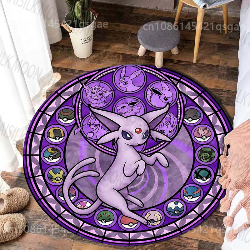 Japanese Pet Collecting Game E-vee Print Round Carpet for Living Room Bedroom Table Chair Sofa Home Decor Area Rug Luxury Gift