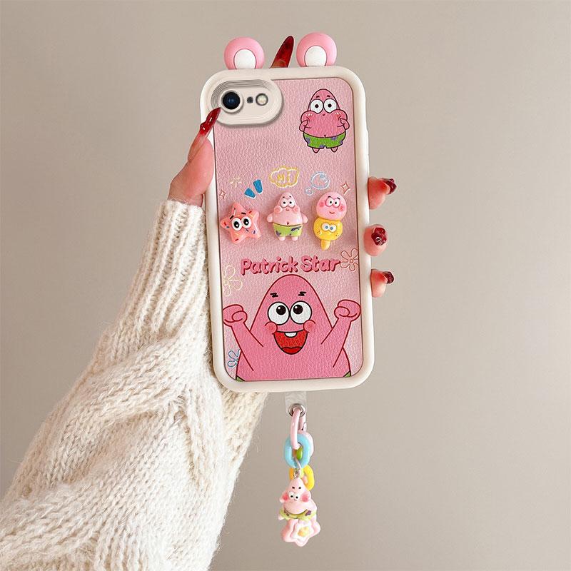 KEYSION Чехол с милым 3D-мультяшным ушком для iPhone SE 2020 2022 с браслетом, силиконовый противоударный чехол для iPhone 8 7 6s Plus