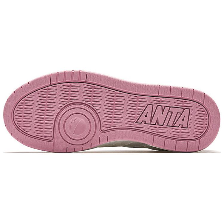 Anta Baichuan Classic Versatile Fashion Comfortable Lightweight Increased Height Low-Top Skate Shoes Women Sneaker White Pink 122528012-4