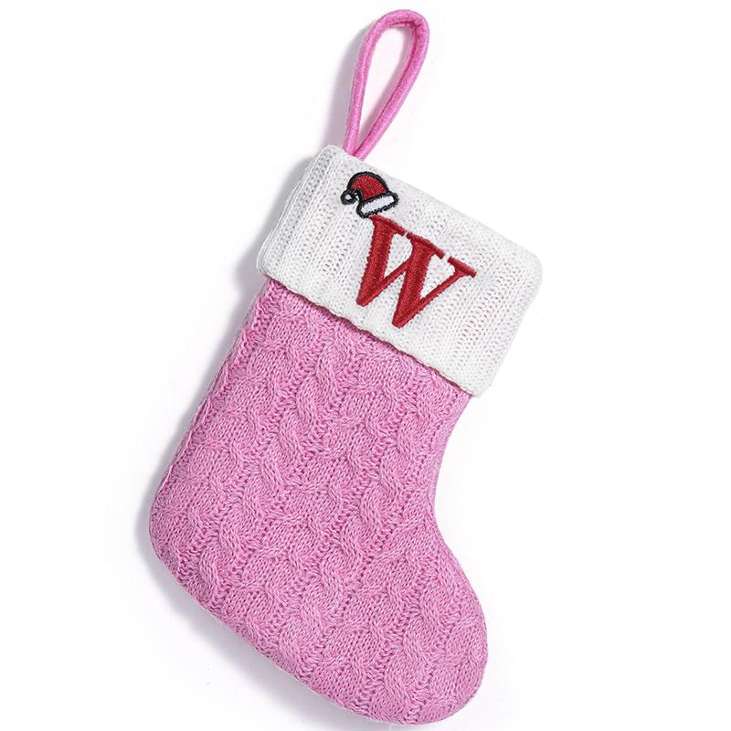 3d Pendant Gift Bag Letter Embroidered Gift Pendant Christmas Tree Decoration Pink Christmas Socks