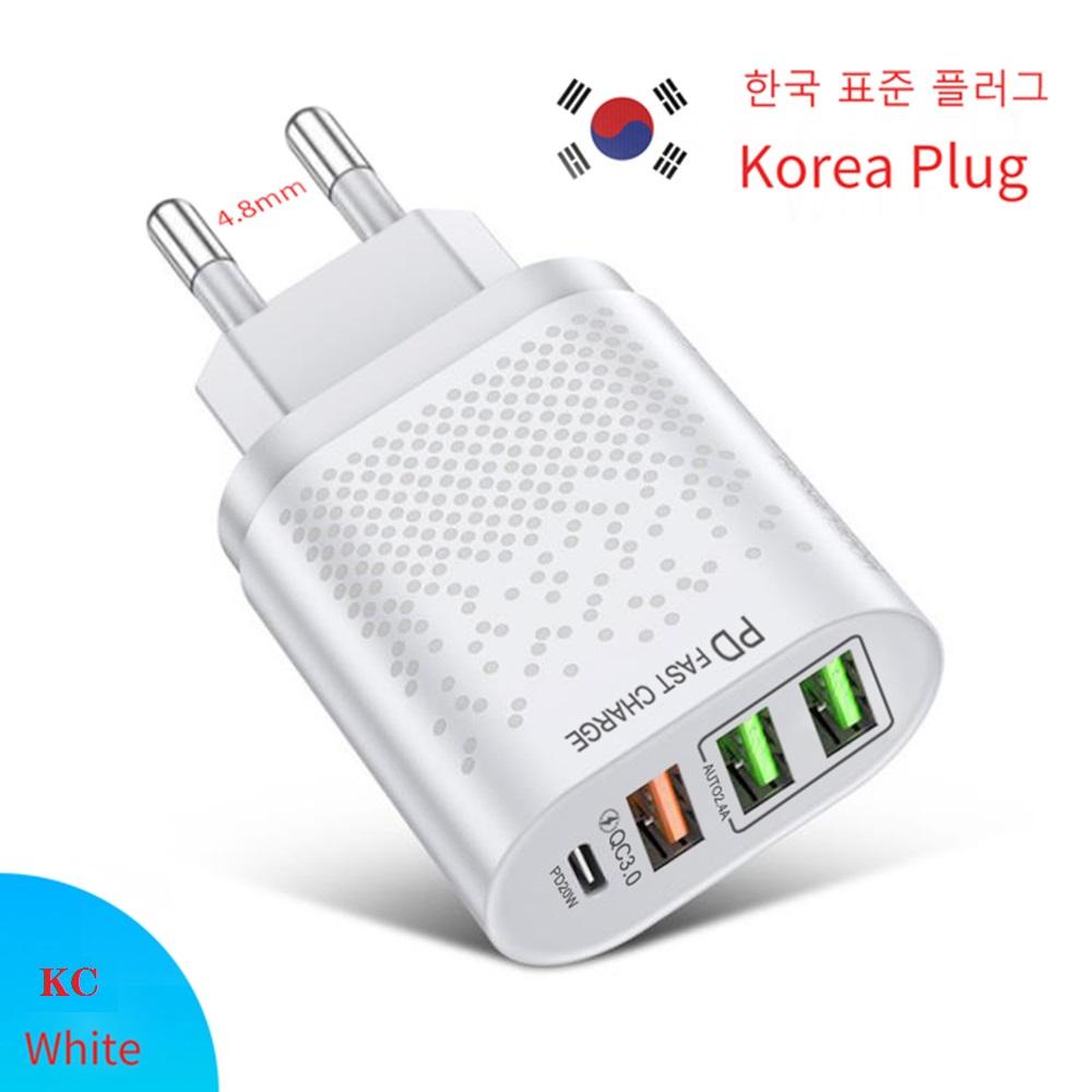 PD+QC3. 0 Зарядное устройство для телефона USB C 4 порта Быстрая зарядка PD 20 Вт Адаптер питания для iPhone Xiaomi Samsung Австралийская/корейская вилка