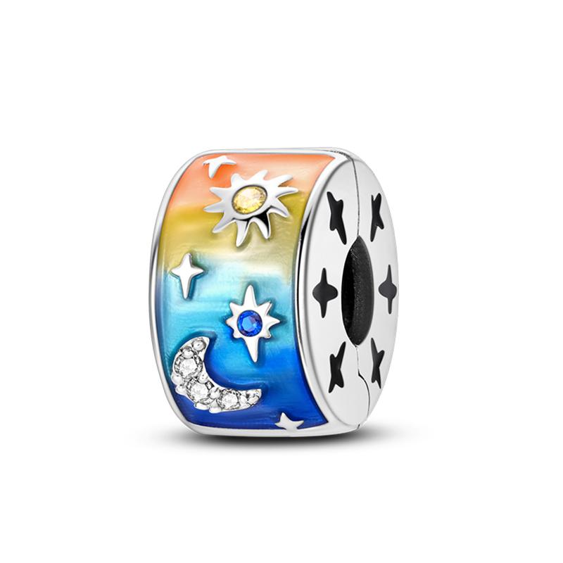 Sweet Romance 925 Silver Cloud Rainbow Unicorn Shining Dreamy Charms Beads Fit 3mm Bracelets DIY Fine Jewelry Making