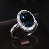 Huitan Charming Blue CZ Women Rings Wedding Party Accessories Bling Bling Graceful Bridal Eternity Ring Trendy Jewelry