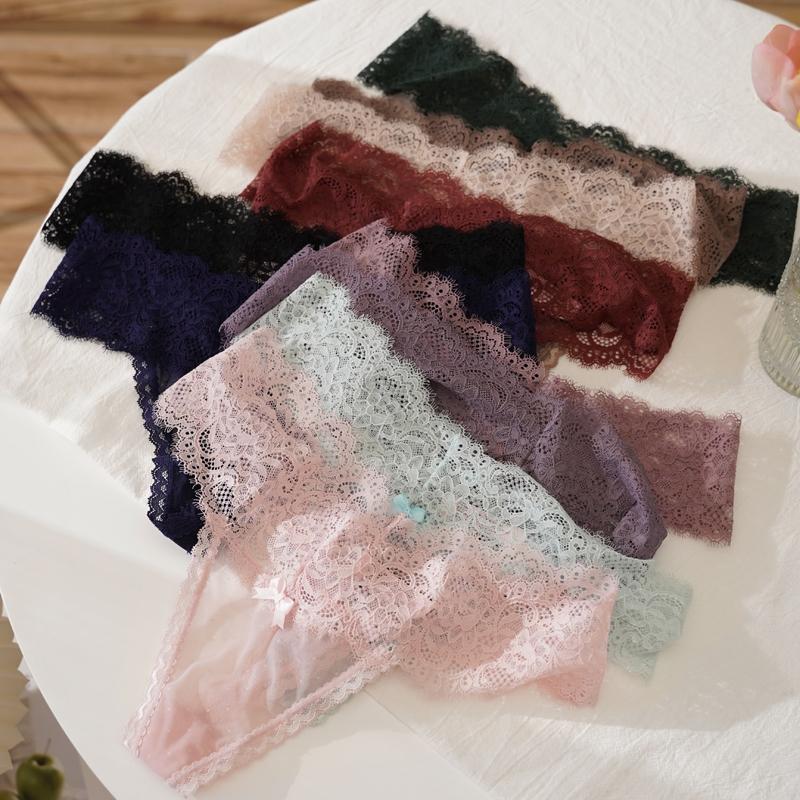 TERMEZY 3Pcs/Lot Women Sexy Panties Lace Low-waist G String Hollow Thong Pants Soft Thin Briefs Comfort Breathable Underpants