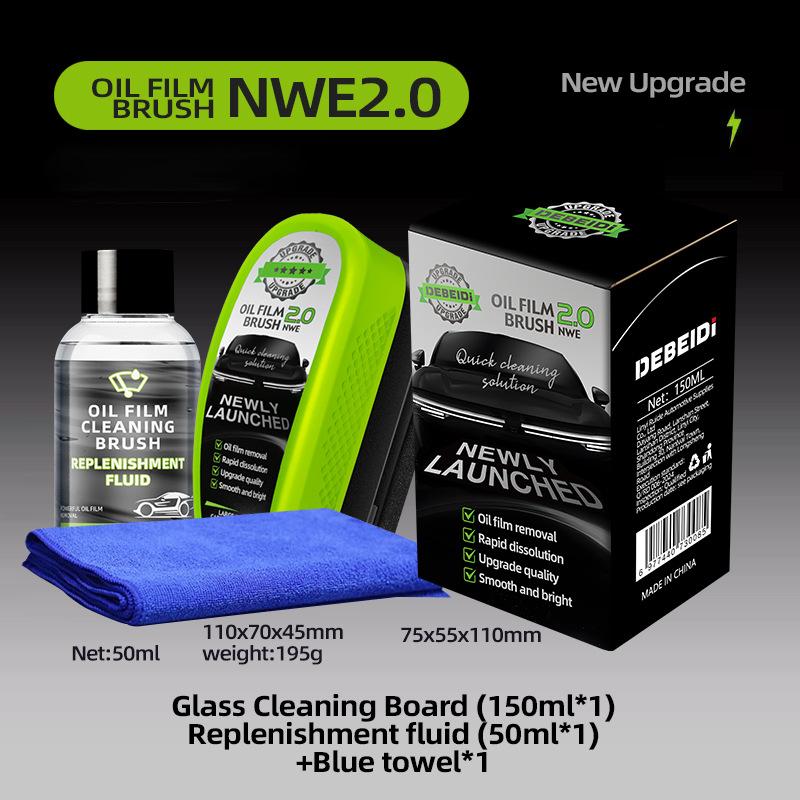 1/2/3pcs Automotive Car Oil Film Cleaning Brush,150ml Glass Oil Film Remover for Car Window,Windshield Brush For Car Care Hoses Windshield Washer 1